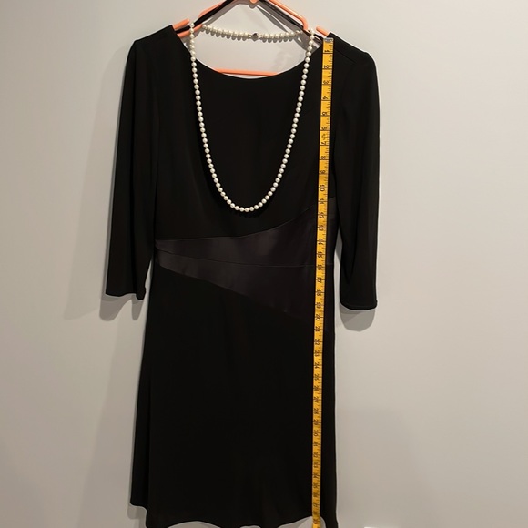 Talbots Black Cocktail Dress with Satin Inset and V Back. - Picture 4 of 12